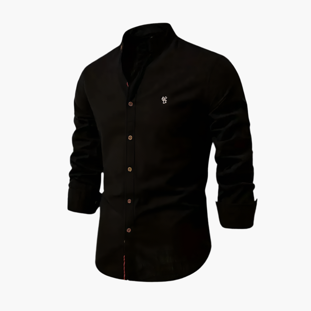 Men's Grandad Collar Shirt – Long Sleeve Casual Shirt for Autumn Style