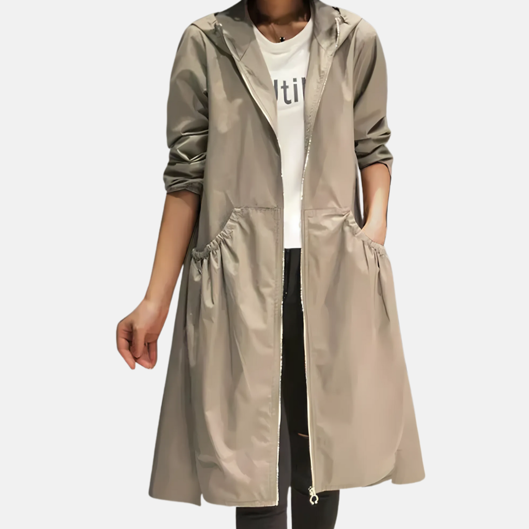 Women's Hooded Lightweight Raincoat Parka