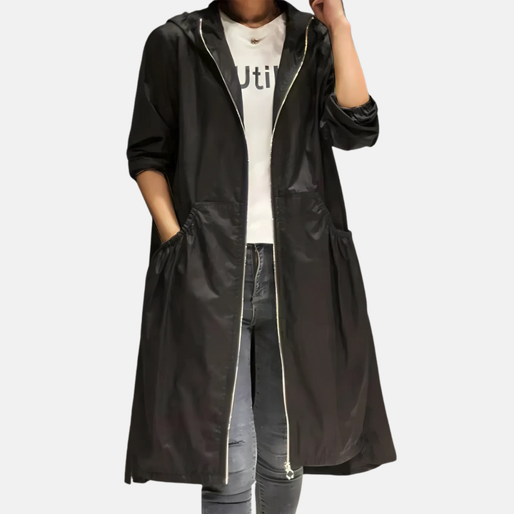 Women's Hooded Lightweight Raincoat Parka
