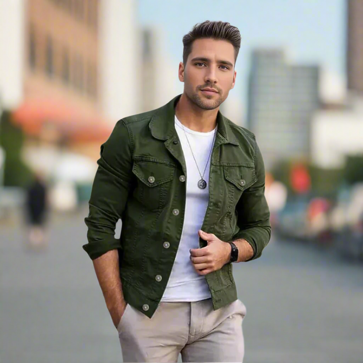 Men's Classic Colored Mid-Season Denim Jacket