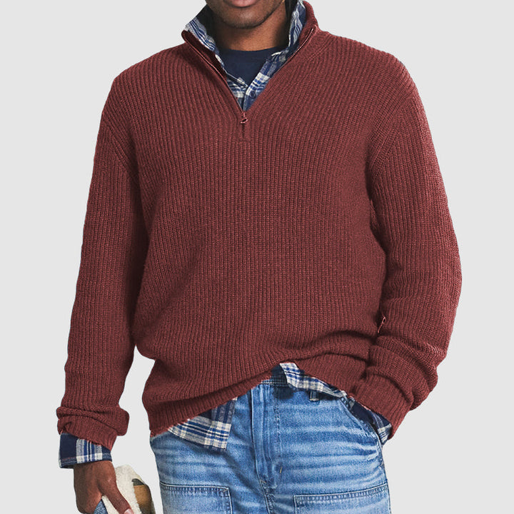 Men's Half-Zip Knitted Jumper – Smart Casual Autumn Sweater for Work & Everyday Wear