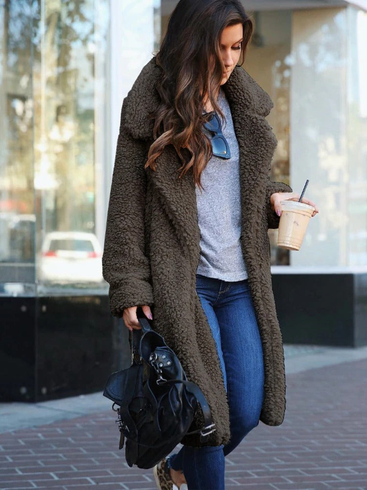 Luxury Teddy Fleece Coat for Women - Cozy & Warm Long Winter Jacket