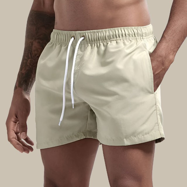 Men's Premium Classic Quick-Dry Mid-Length Swim Shorts with Drawstring