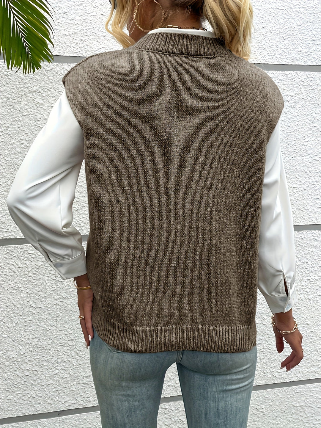 Naomi V-Neck Sleeveless Sweater | Luxurious Fall & Winter Knit for Women | Strictly - Winter Collection
