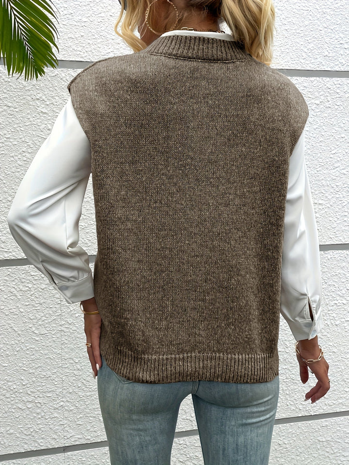 Naomi V-Neck Sleeveless Sweater | Luxurious Fall & Winter Knit for Women | Strictly - Winter Collection