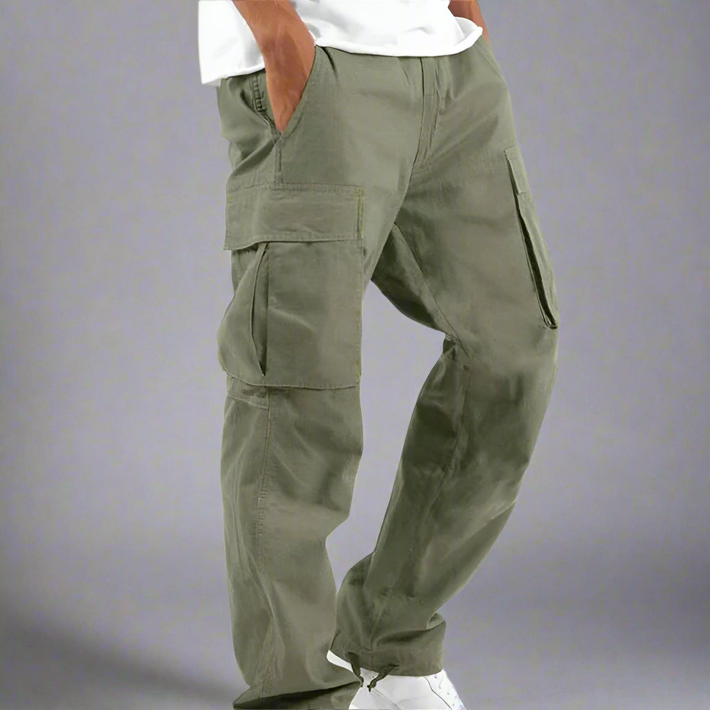 Men's Casual Stretch Cargo Trousers with Comfortable Regular Fit
