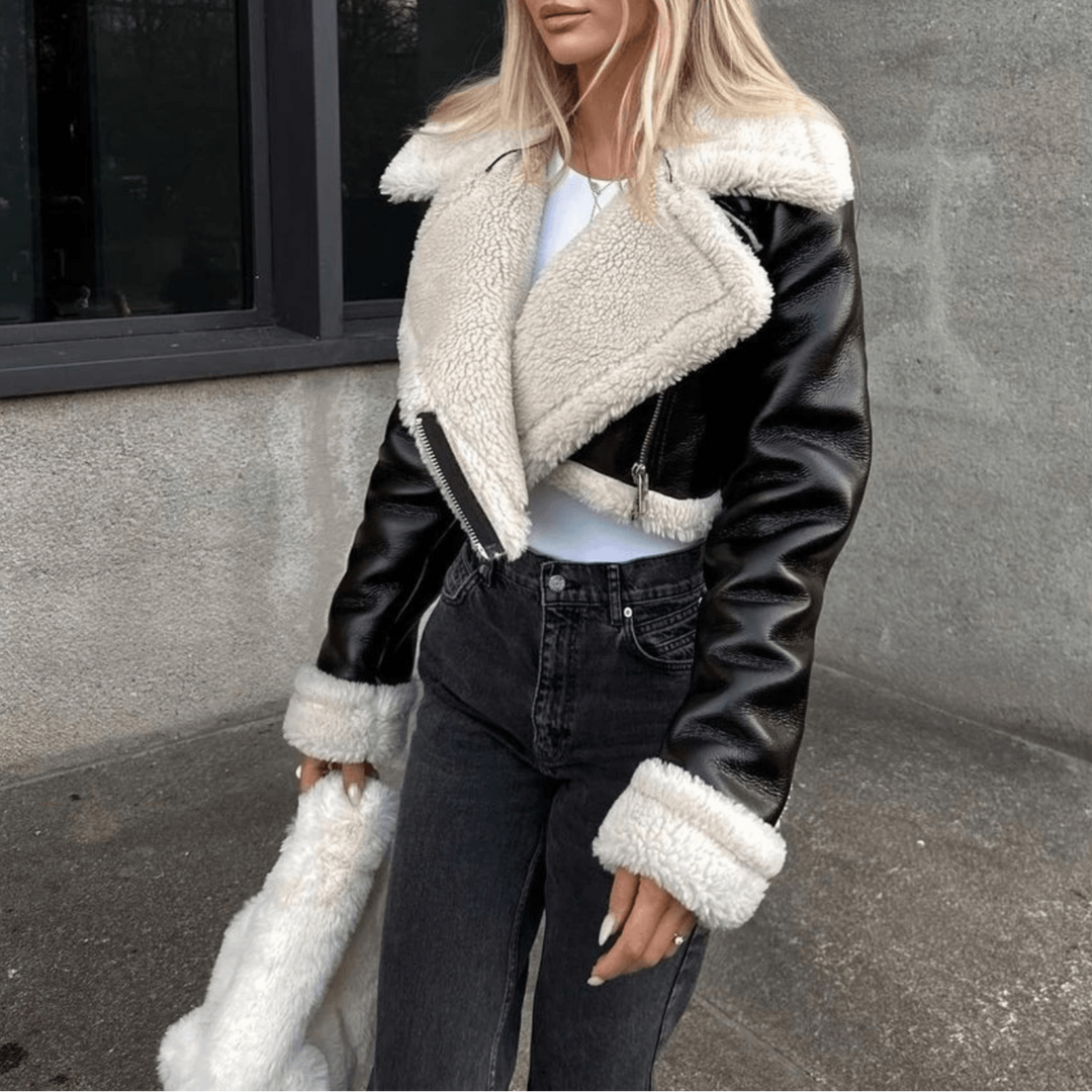 Lammfell Lederjacke für Damen - Stilvoller Look für die kalten Tage mit Pelzbesatz