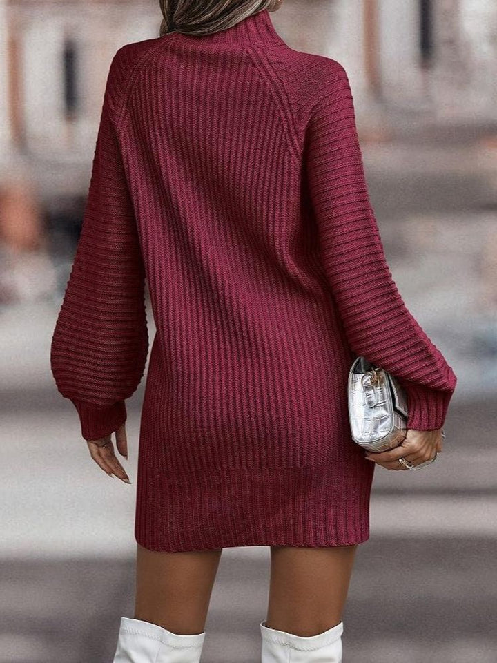 Cozy Knit Turtleneck Dress for Fall/Winter - Elegant Long Sleeve Sweater Dress for Women