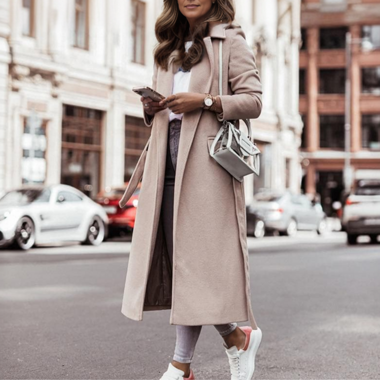 Elegant Women's Wool Coat - Long Waterproof Trench Coat for Autumn | Strictly - Winter