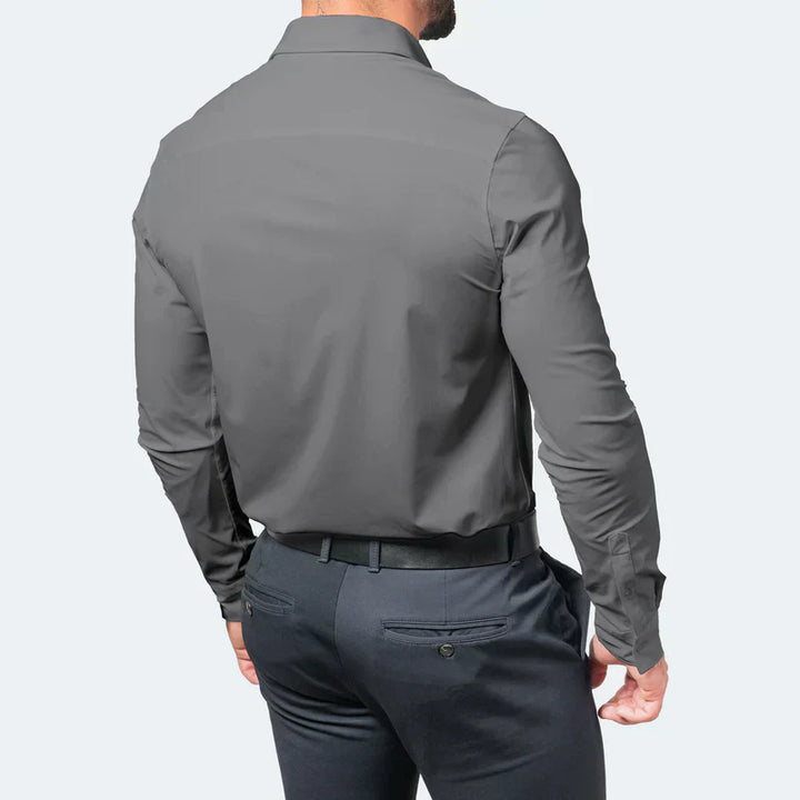 Men's Business Casual Slim Fit Non-Iron Shirt – Wrinkle-Free, Super Stretch & Easy Care