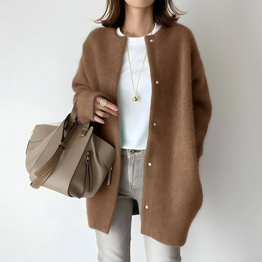 Elegant Women's Long Cardigan - Cozy Fall & Winter Knit Sweater