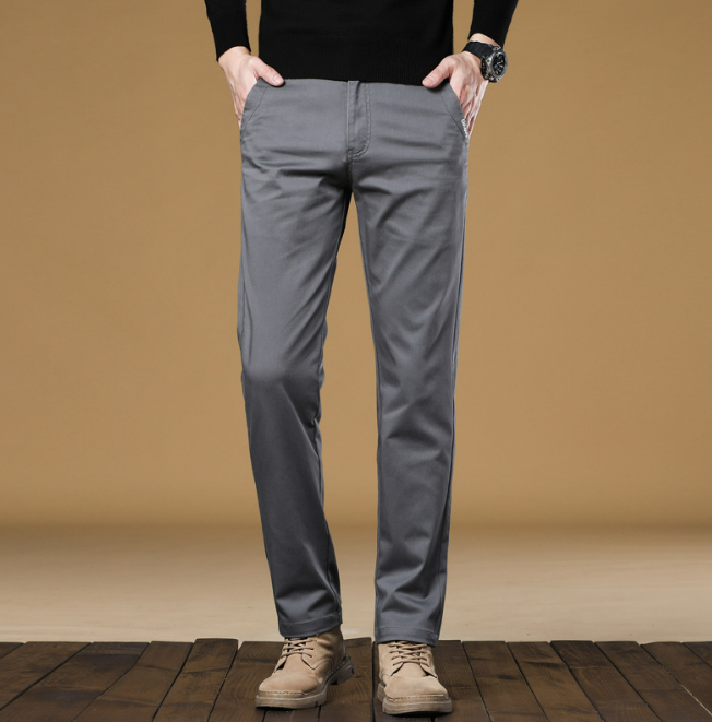 Men's Smart Business Casual Trousers with Drawstring Comfort and Regular Fit