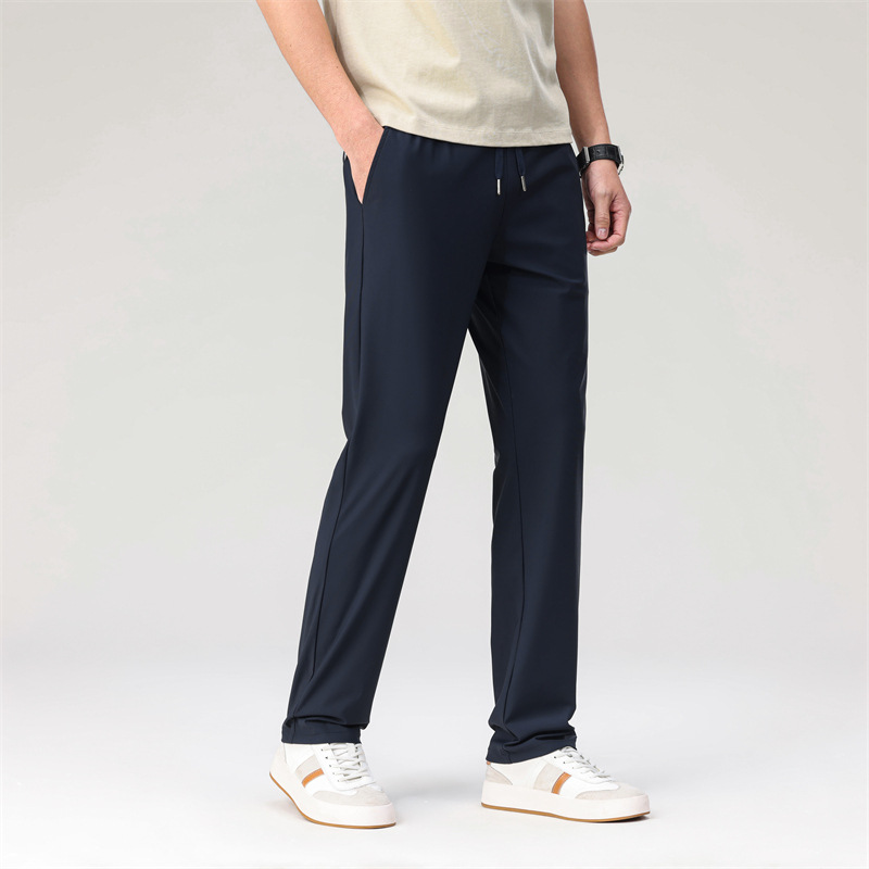 Men's Stretch Trousers - Trendy Smart Slim Fit Trousers with Drawstring