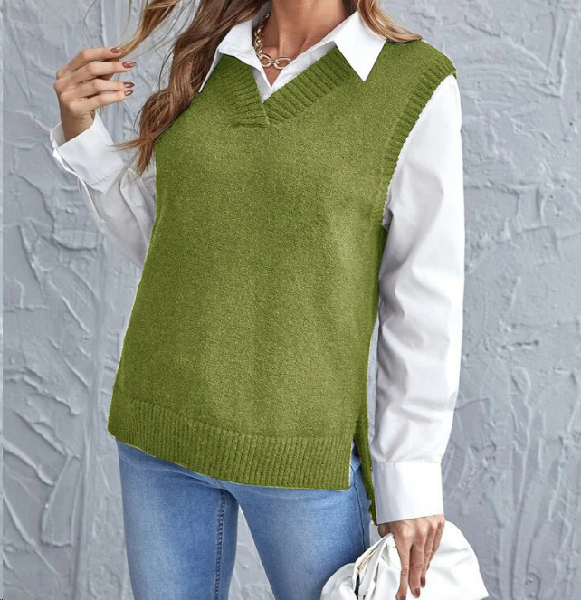 Naomi V-Neck Sleeveless Sweater | Luxurious Fall & Winter Knit for Women | Strictly - Winter Collection