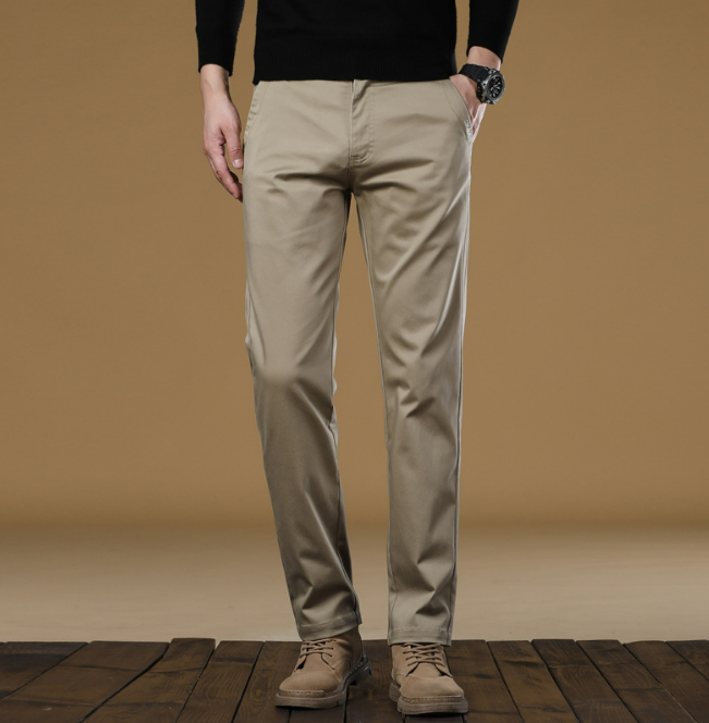 Men's Smart Business Casual Trousers with Drawstring Comfort and Regular Fit