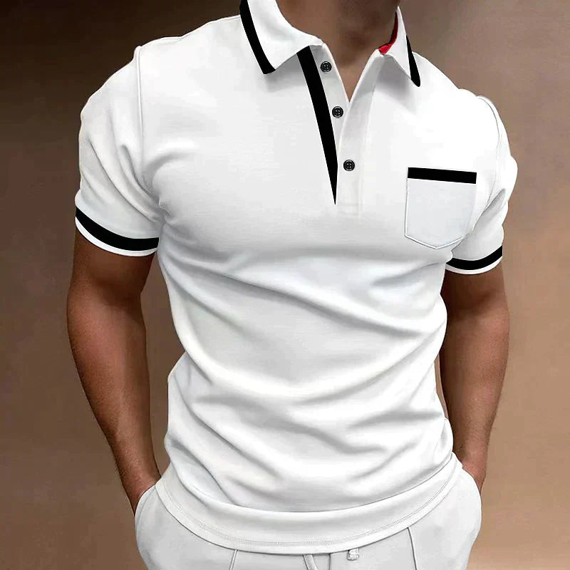 Men's Smart Casual Polo Shirt with Chest Pocket For Summer