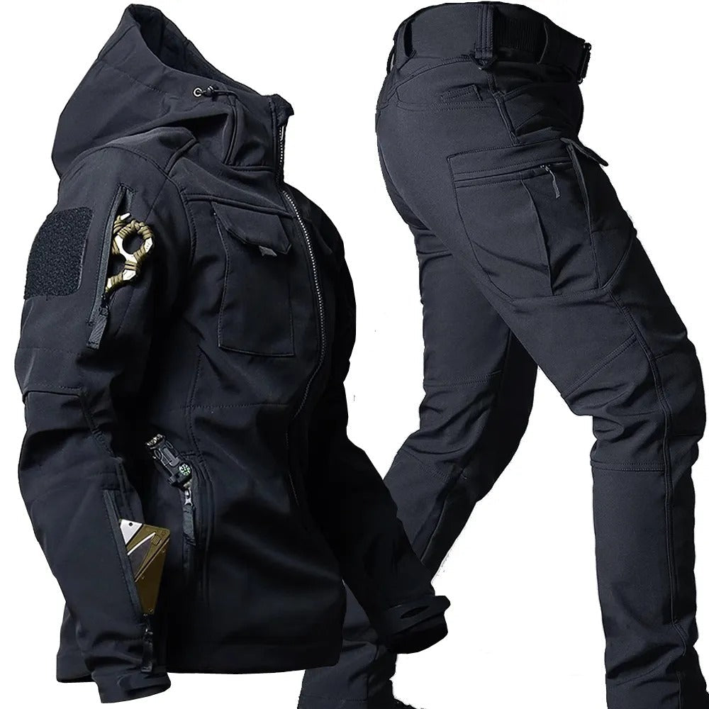 Men's Waterproof Softshell Jacket and Trousers Set – 2-Piece Outdoor Suit for Hiking & Camping