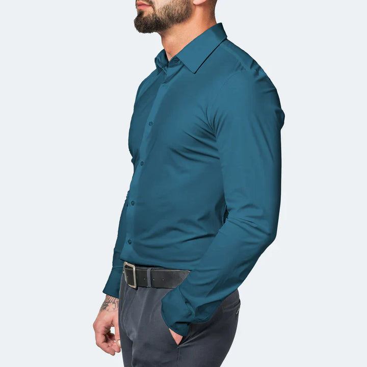 Men's Business Casual Slim Fit Non-Iron Shirt – Wrinkle-Free, Super Stretch & Easy Care