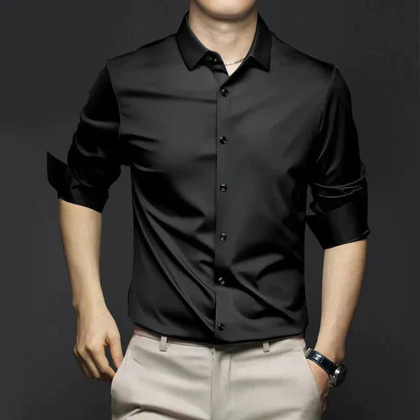 Men's Non-Iron Stretch Shirt – Smart Casual Long Sleeve Shirt for Autumn