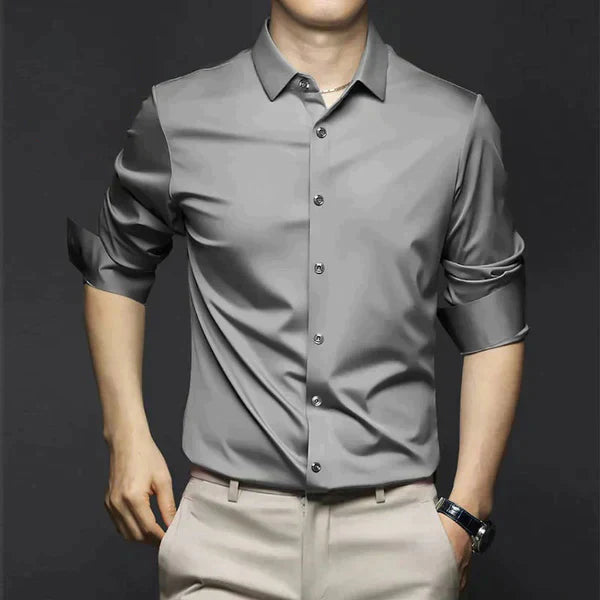 Men's Non-Iron Stretch Shirt – Smart Casual Long Sleeve Shirt for Autumn