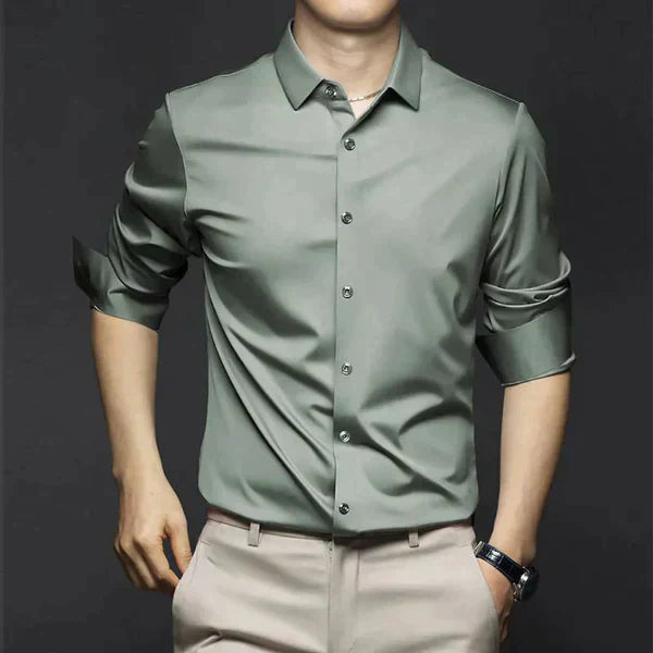 Men's Non-Iron Stretch Shirt – Smart Casual Long Sleeve Shirt for Autumn