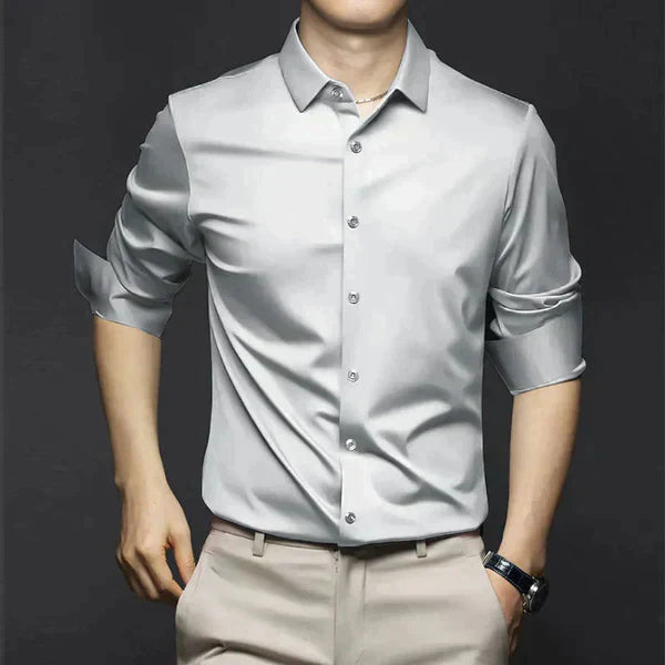 Men's Non-Iron Stretch Shirt – Smart Casual Long Sleeve Shirt for Autumn