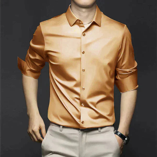 Men's Non-Iron Stretch Shirt – Smart Casual Long Sleeve Shirt for Autumn