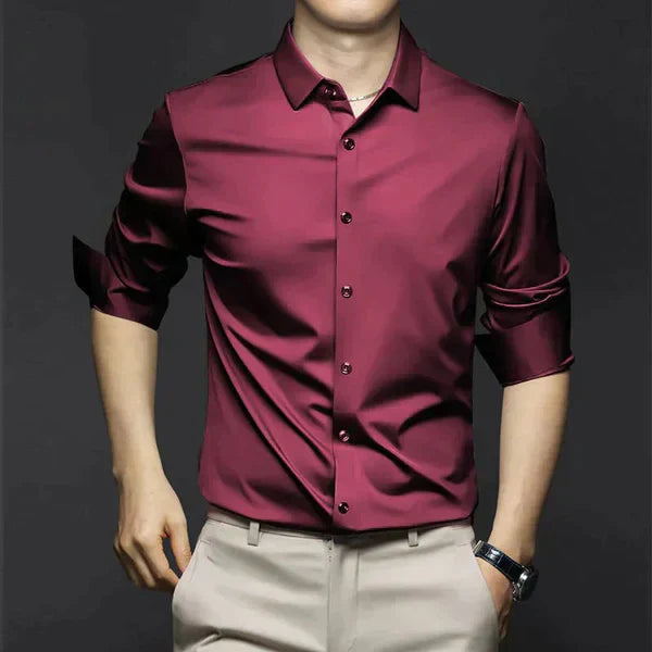 Men's Non-Iron Stretch Shirt – Smart Casual Long Sleeve Shirt for Autumn