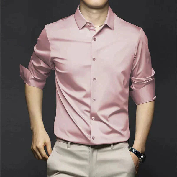 Men's Non-Iron Stretch Shirt – Smart Casual Long Sleeve Shirt for Autumn