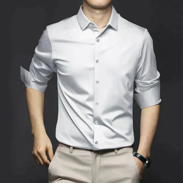 Men's Non-Iron Stretch Shirt – Smart Casual Long Sleeve Shirt for Autumn