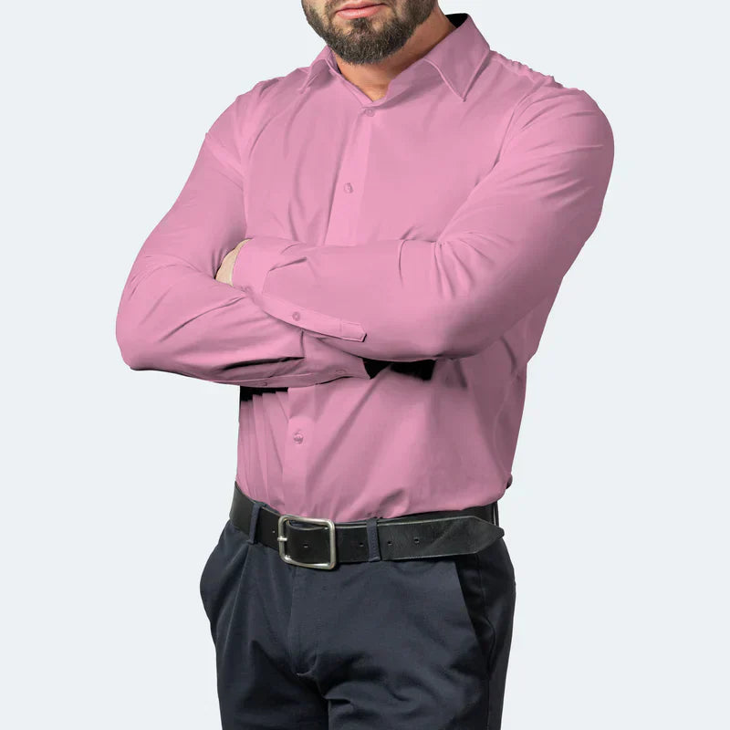 Men's Business Casual Slim Fit Non-Iron Shirt – Wrinkle-Free, Super Stretch & Easy Care