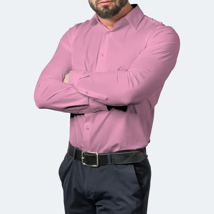 Men's Business Casual Slim Fit Non-Iron Shirt – Wrinkle-Free, Super Stretch & Easy Care