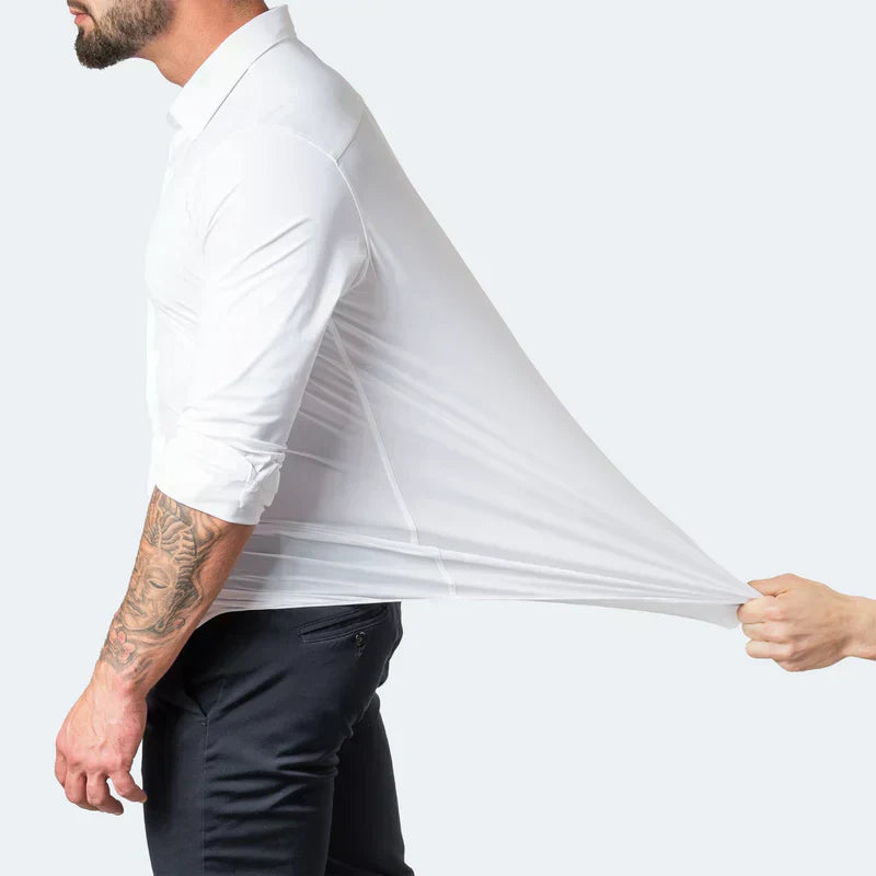 Men's Business Casual Slim Fit Non-Iron Shirt – Wrinkle-Free, Super Stretch & Easy Care