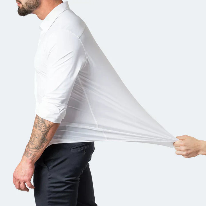 Men's Business Casual Slim Fit Non-Iron Shirt – Wrinkle-Free, Super Stretch & Easy Care