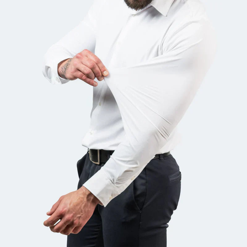 Men's Business Casual Slim Fit Non-Iron Shirt – Wrinkle-Free, Super Stretch & Easy Care