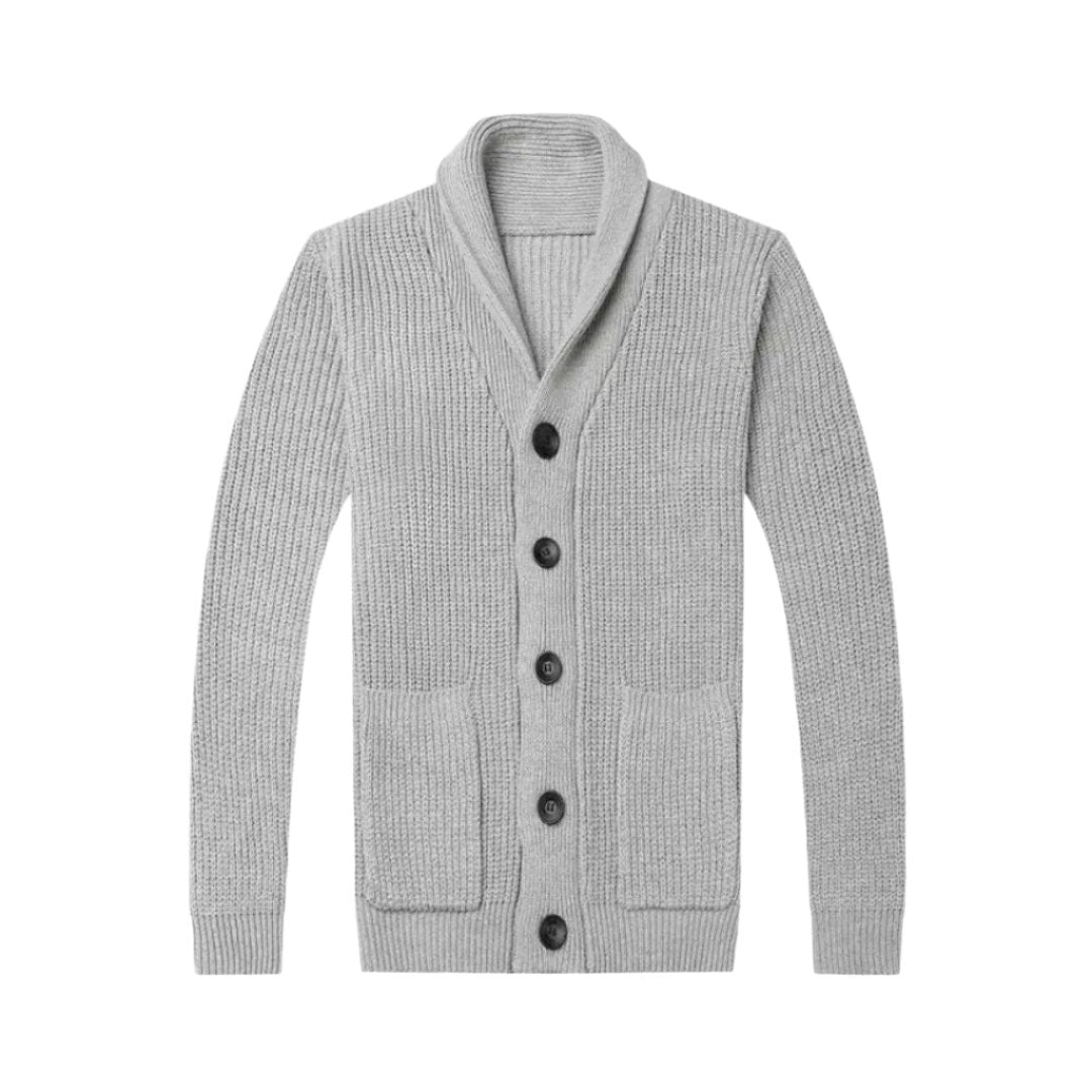 Classic knitted cardigan with button closure - Men's - Grey