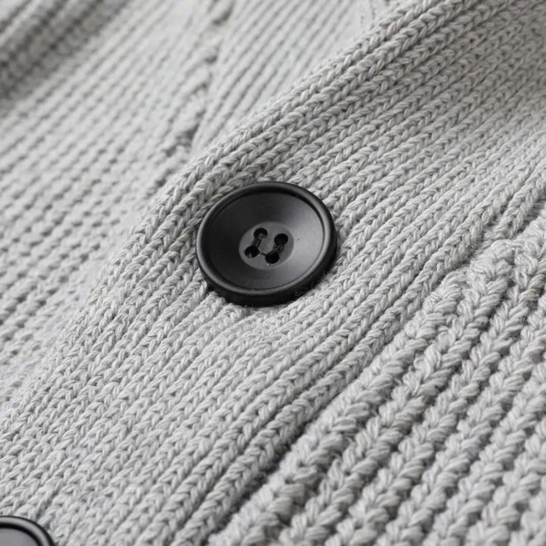 Classic knitted cardigan with button closure - Men's - Grey