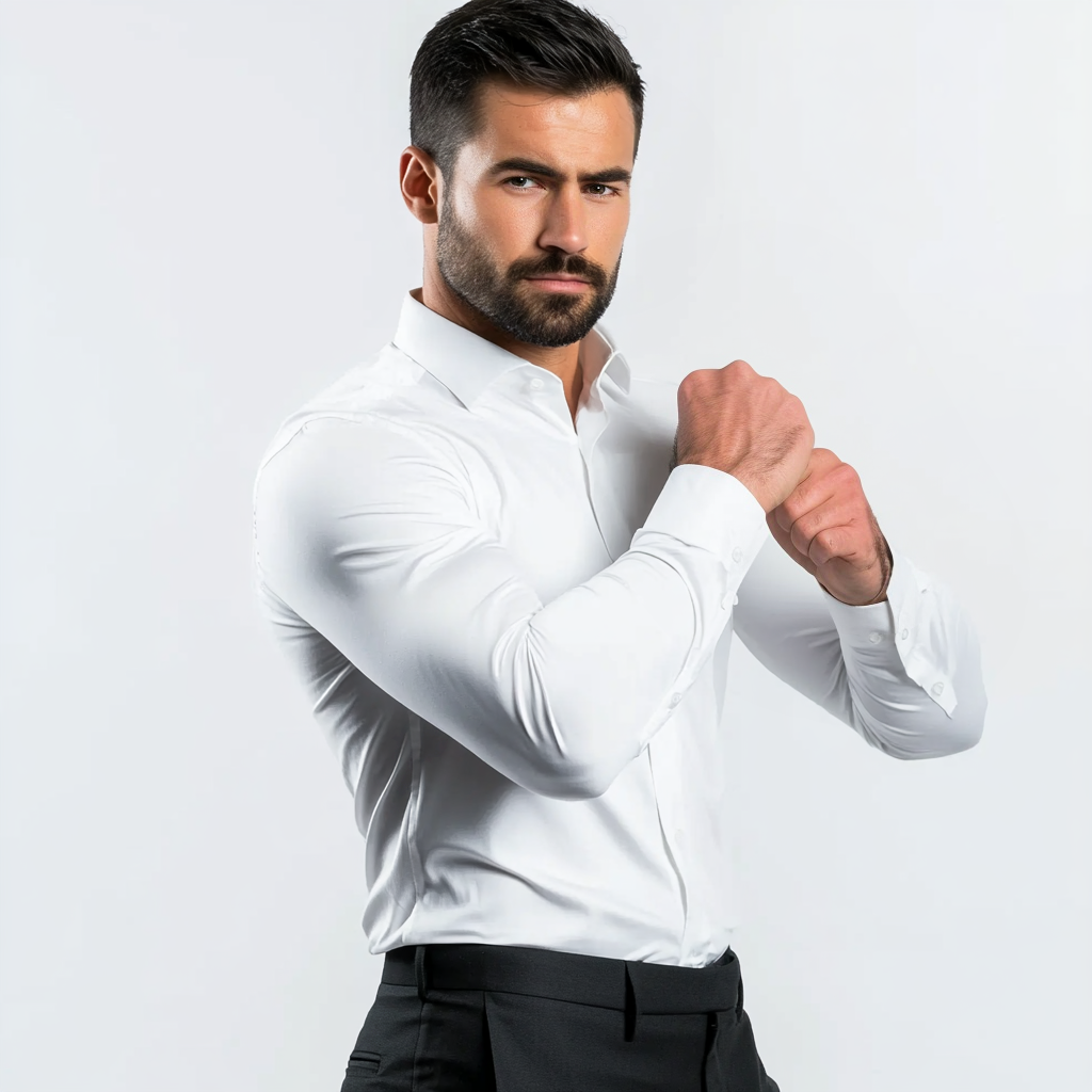 Men's Business Casual Slim Fit Non-Iron Shirt – Wrinkle-Free, Super Stretch & Easy Care